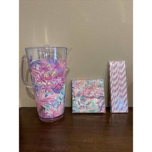NIB GWP Lilly Pulitzer Pitcher Party Set in Clear “It Was All A Dream”